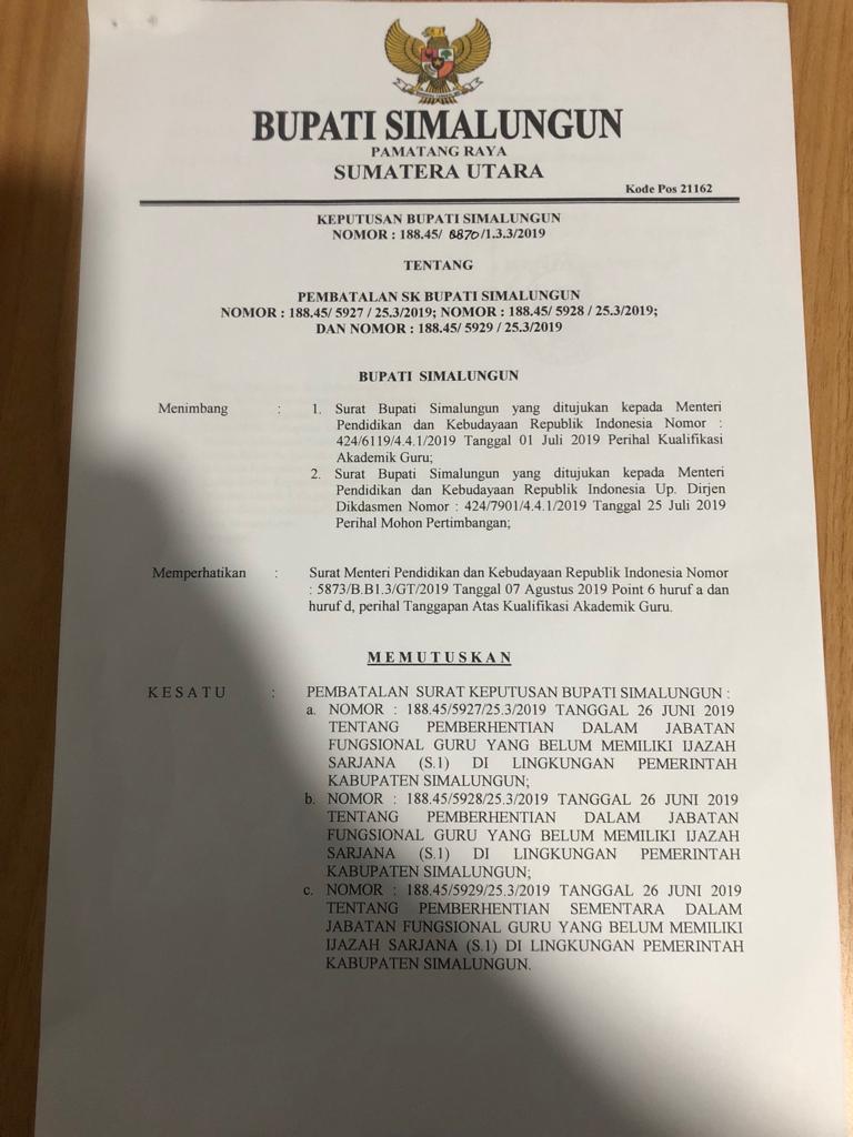 Surat Cinta Kemendikbud Bagi Penyelesaian Masalah Guru di Simalungun